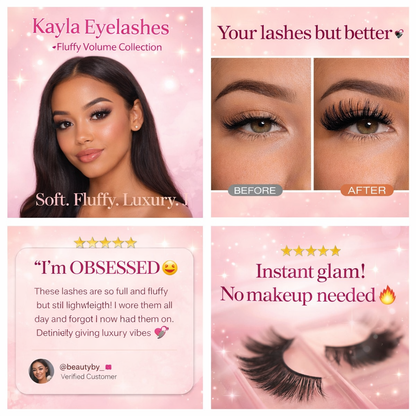 Kayla's  3D Mink Lashes Fluffy Soft Wispy Eyelash Extension